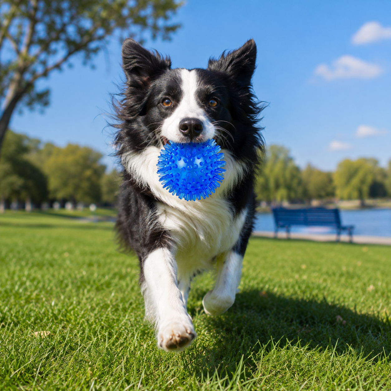 Durable TPR Chew Ball Dog Toy for Fetch Training and Active Play - Blue
