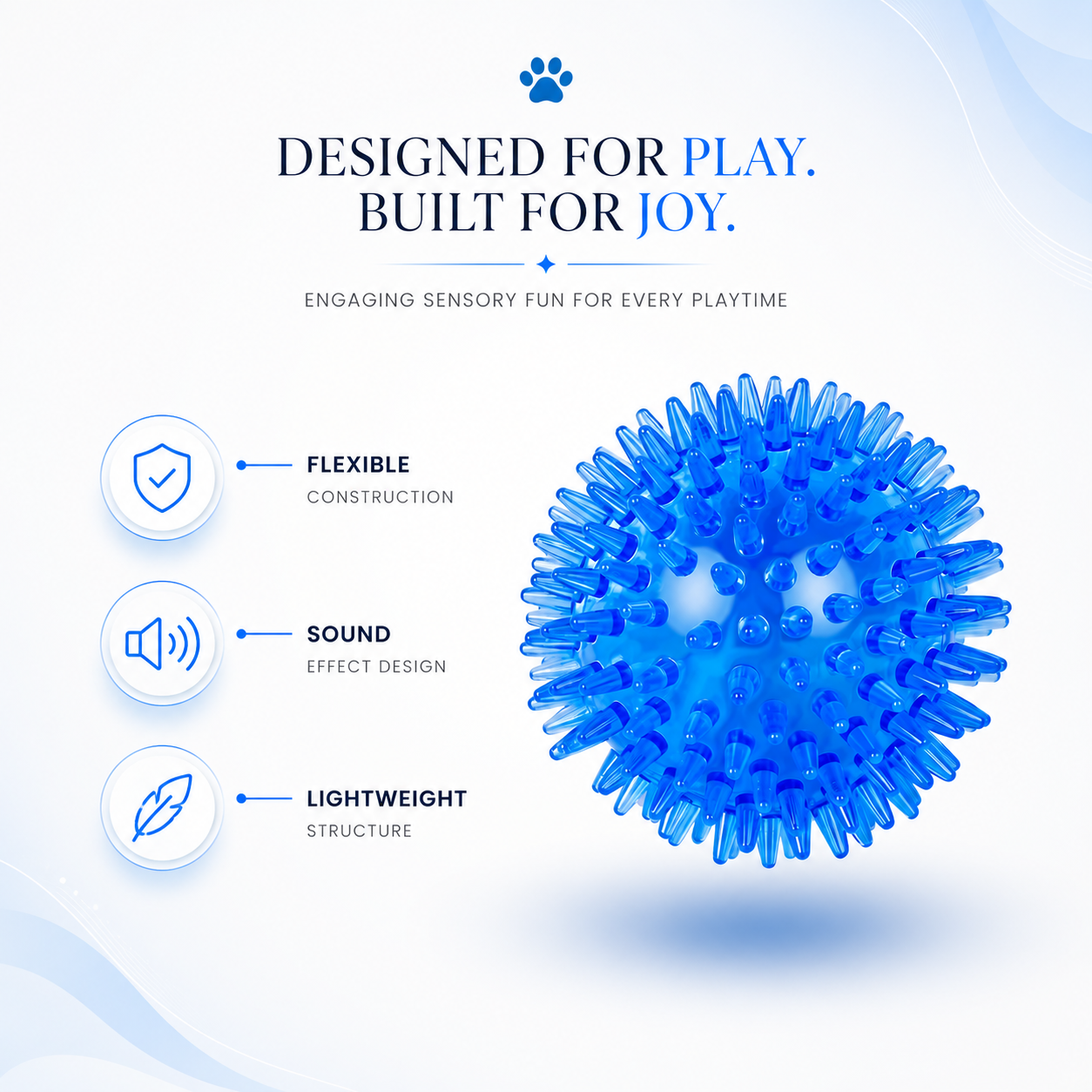 Durable TPR Chew Ball Dog Toy for Fetch Training and Active Play - Blue