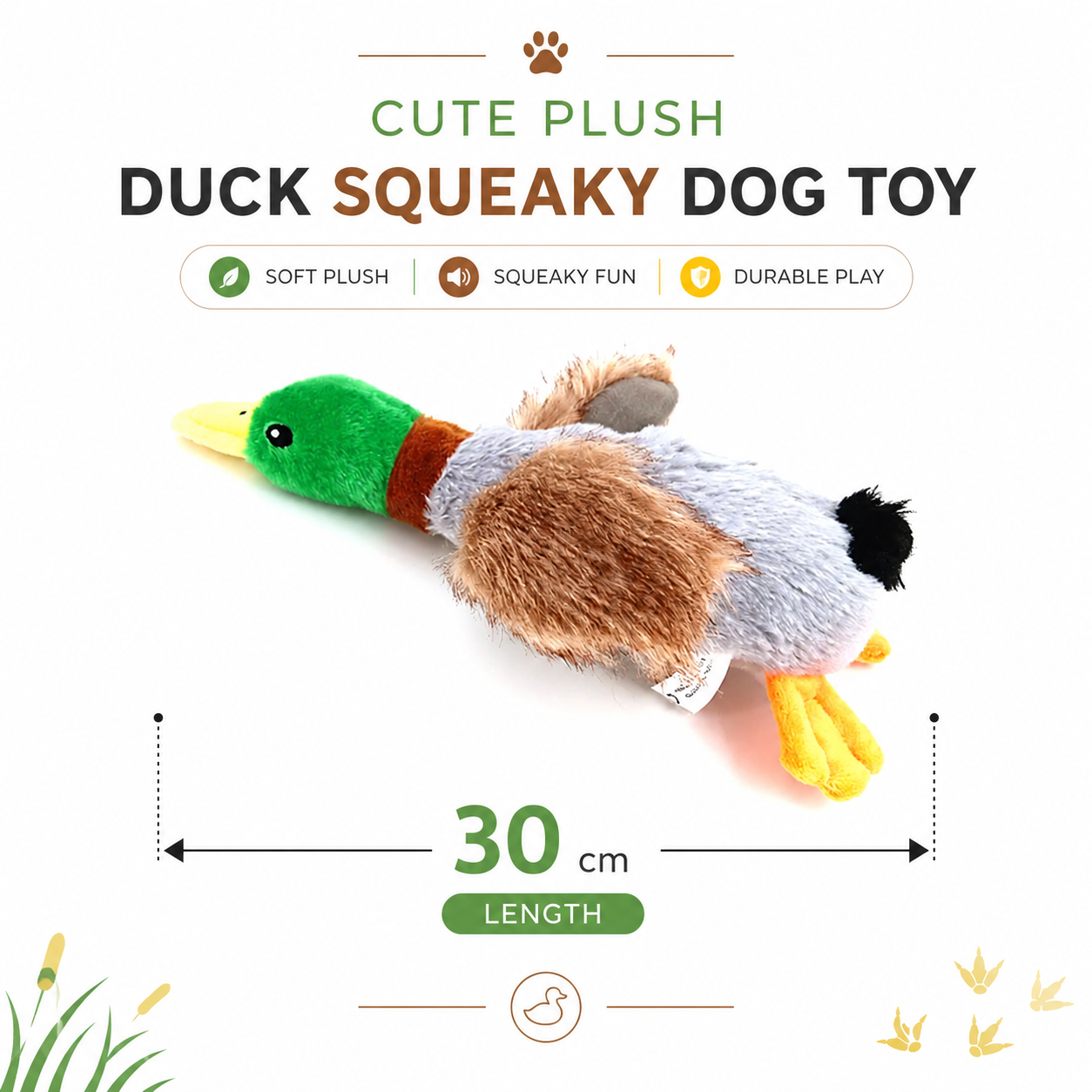 Cute Plush Duck Squeaky Dog Toy with Built-In Rope for Interactive Fun
