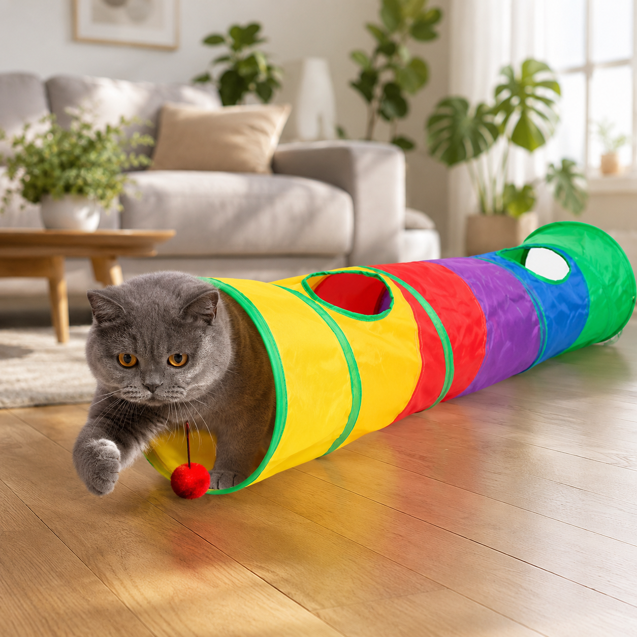 Collapsible Cat Play Tunnel for Indoor Outdoor Interactive Pet Play