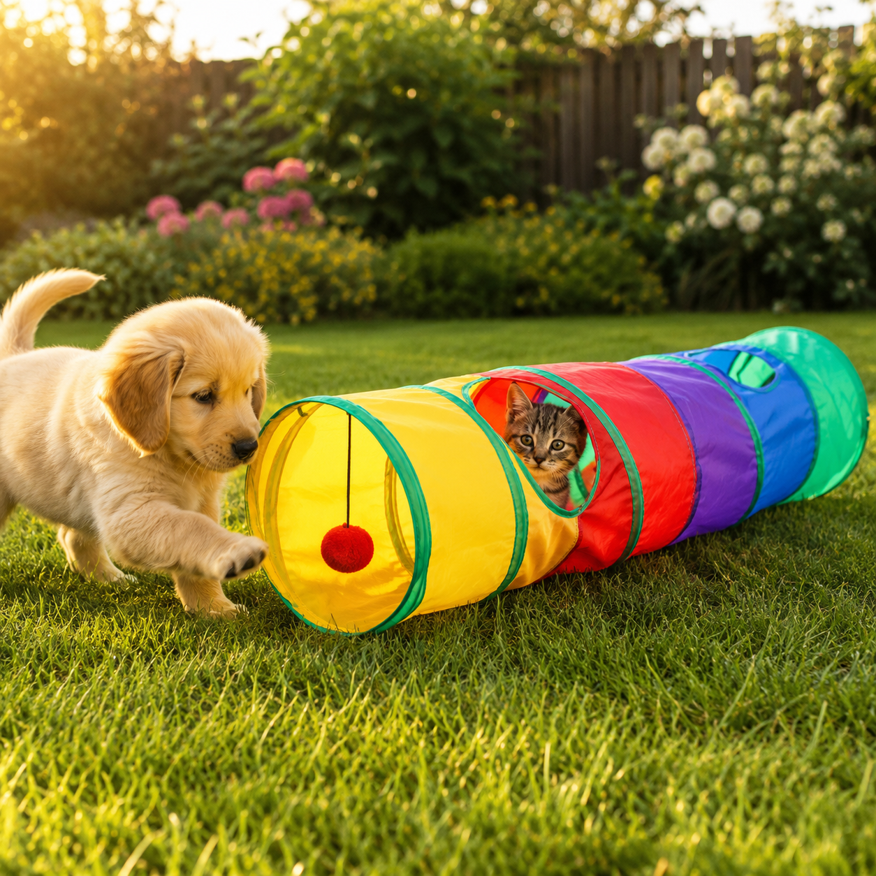 Collapsible Cat Play Tunnel for Indoor Outdoor Interactive Pet Play