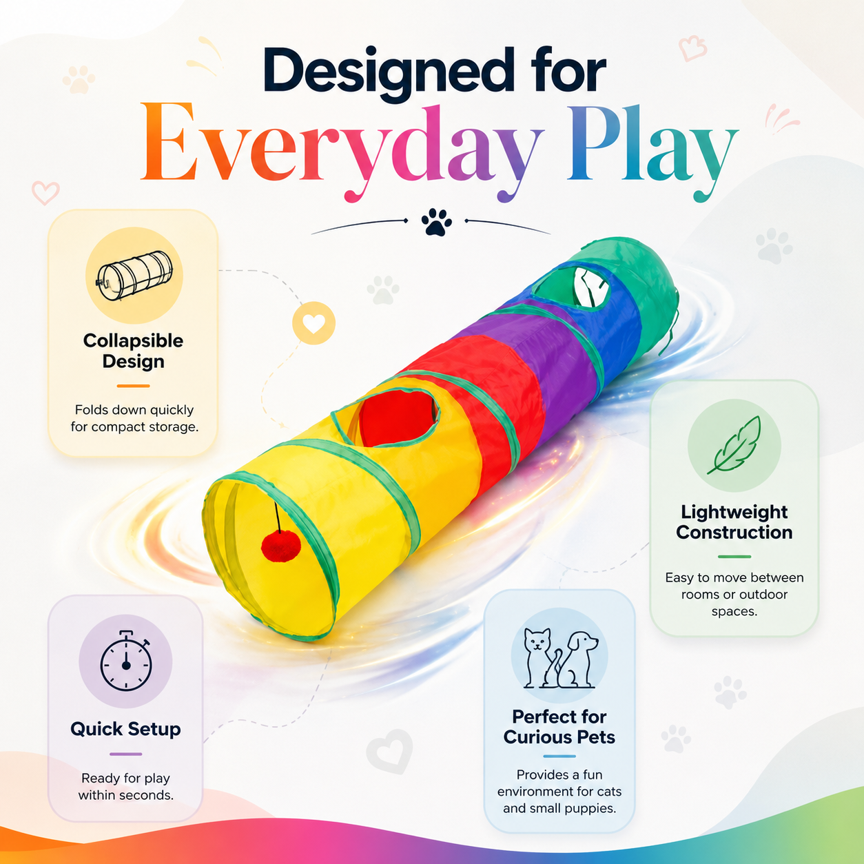 Collapsible Cat Play Tunnel for Indoor Outdoor Interactive Pet Play