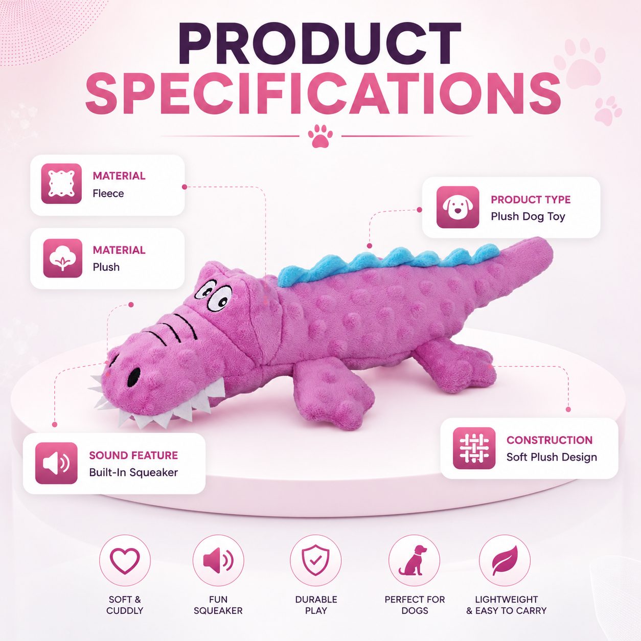 Soft Plush Octopus Squeaky Dog Toy for Interactive Chew and Play