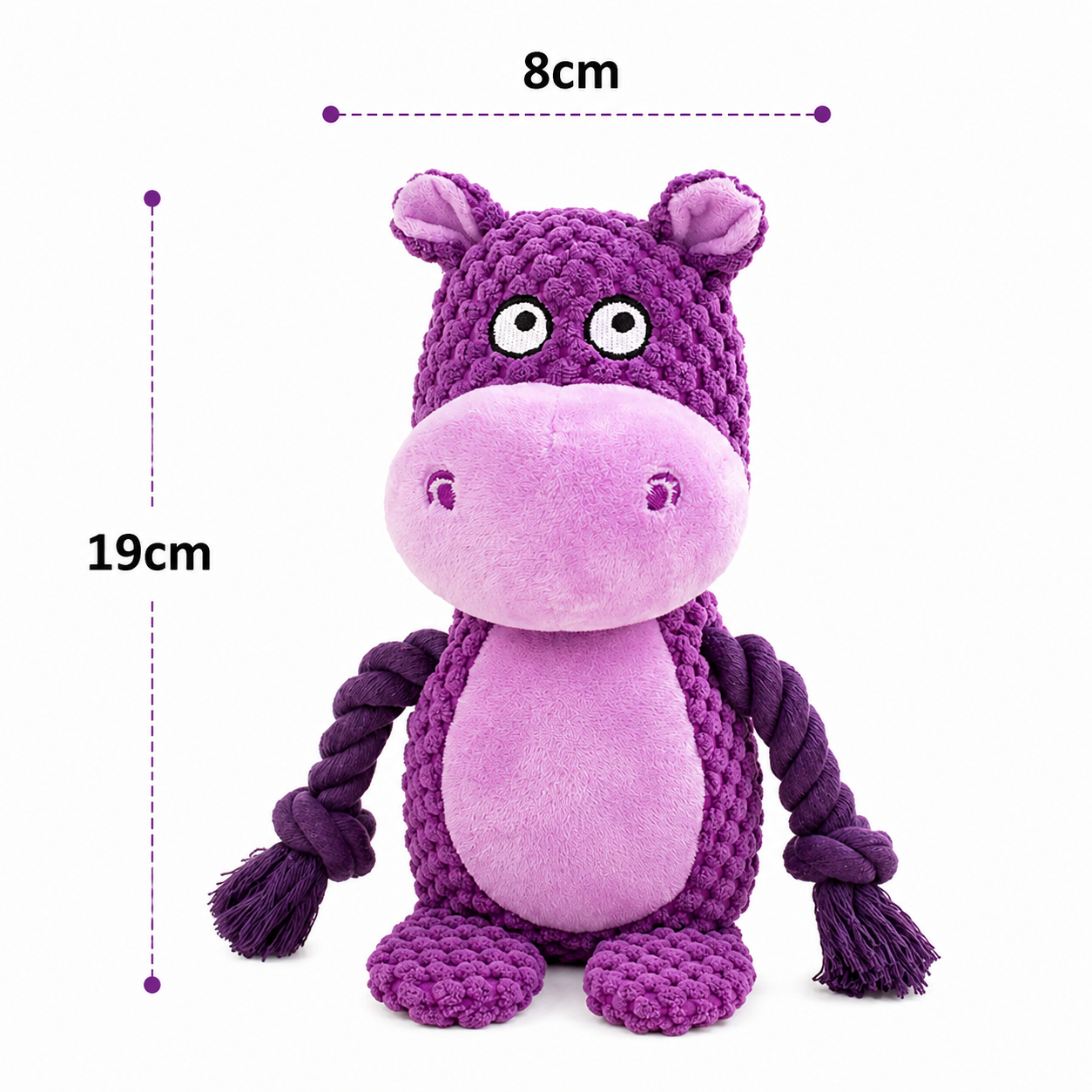 Hippo Plush Dog Toy with Squeaker For Small Dogs