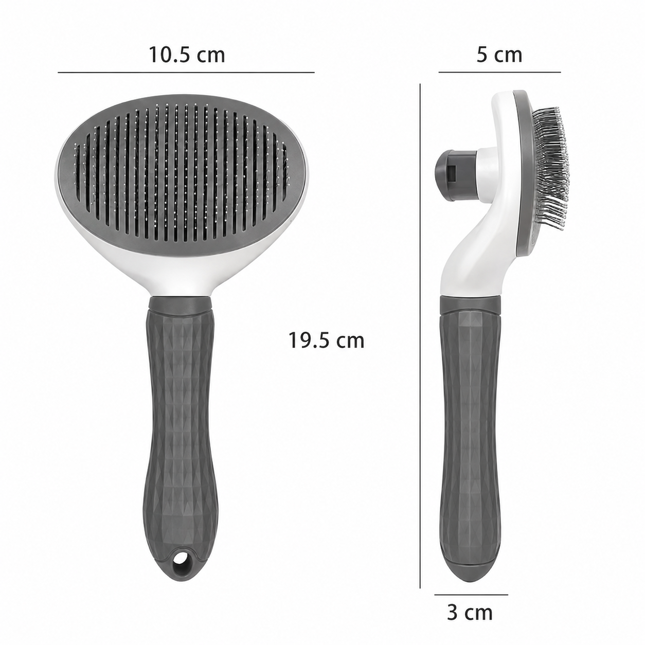 Portable Pet Hair Removal Brush for Dogs and Cats with Self-Cleaning Design - Grey