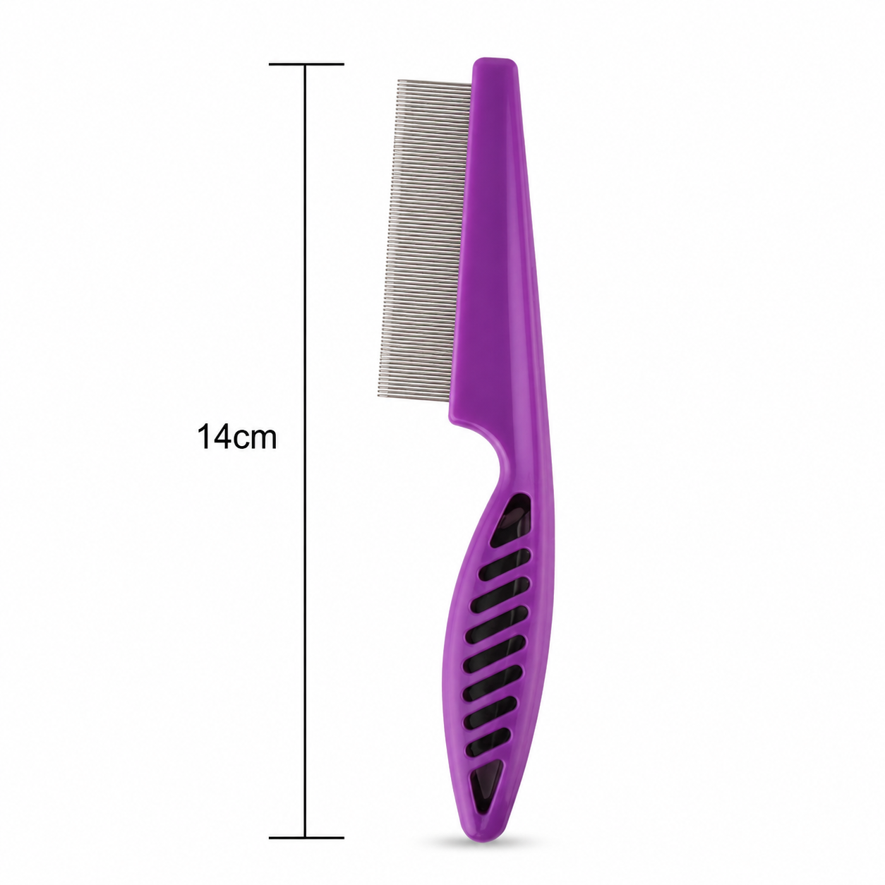 Compact Pet Hair Removal Comb with Stainless Steel Teeth for Dogs and Cats - Purple