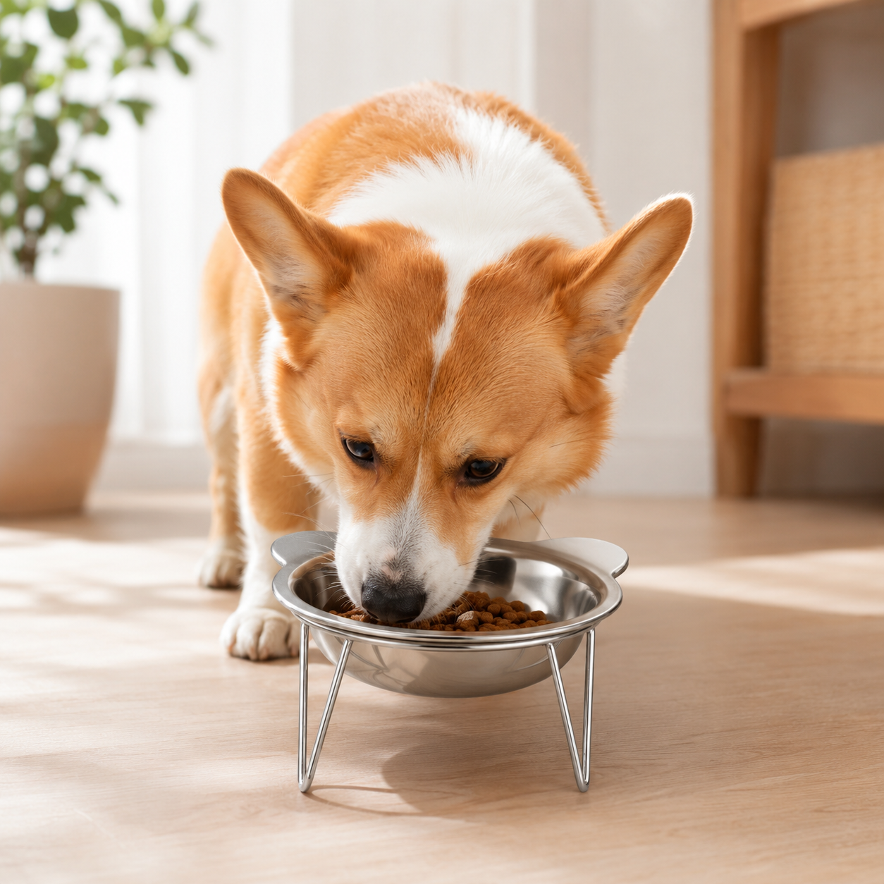 Stainless Steel Raised Pet Food Bowl with Stable Stand for Cats and Dogs