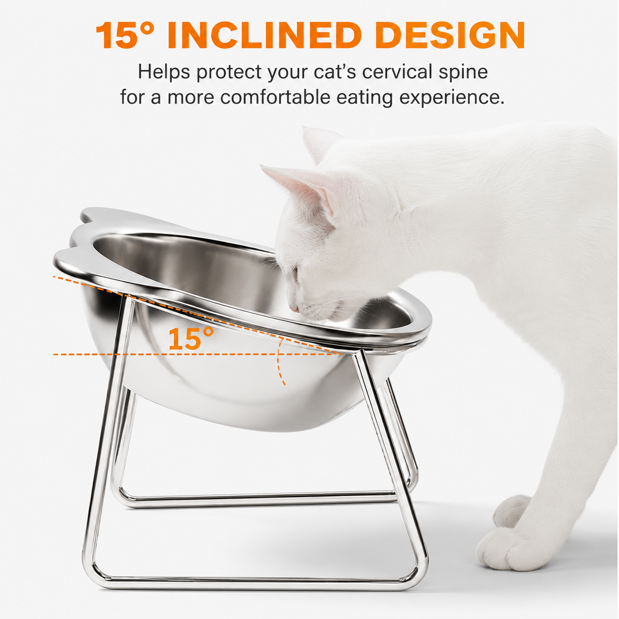 Stainless Steel Raised Pet Food Bowl with Stable Stand for Cats and Dogs