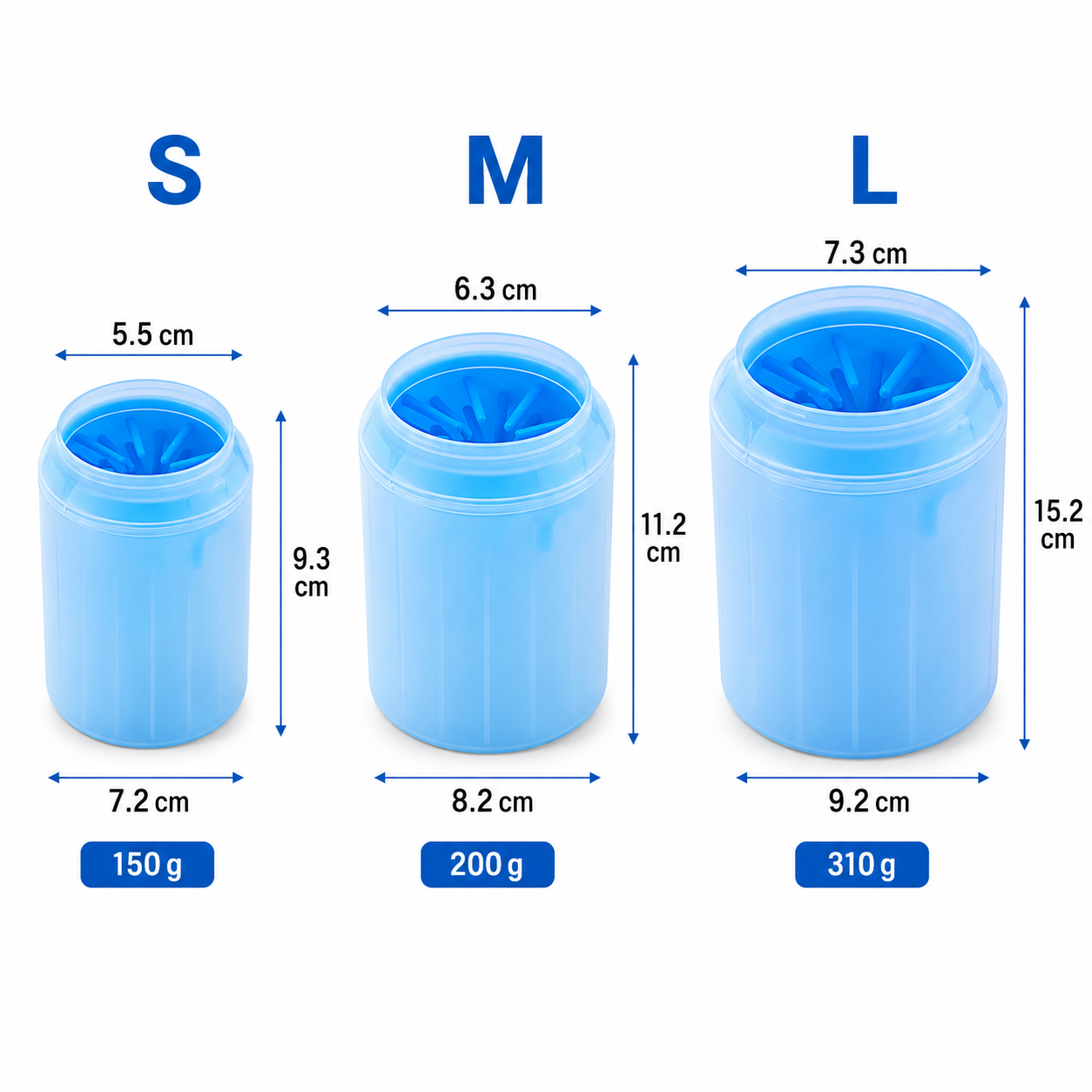Compact Pet Paw Cleaning Cup with Silicone Bristles and Towel for Everyday Paw Care - Blue