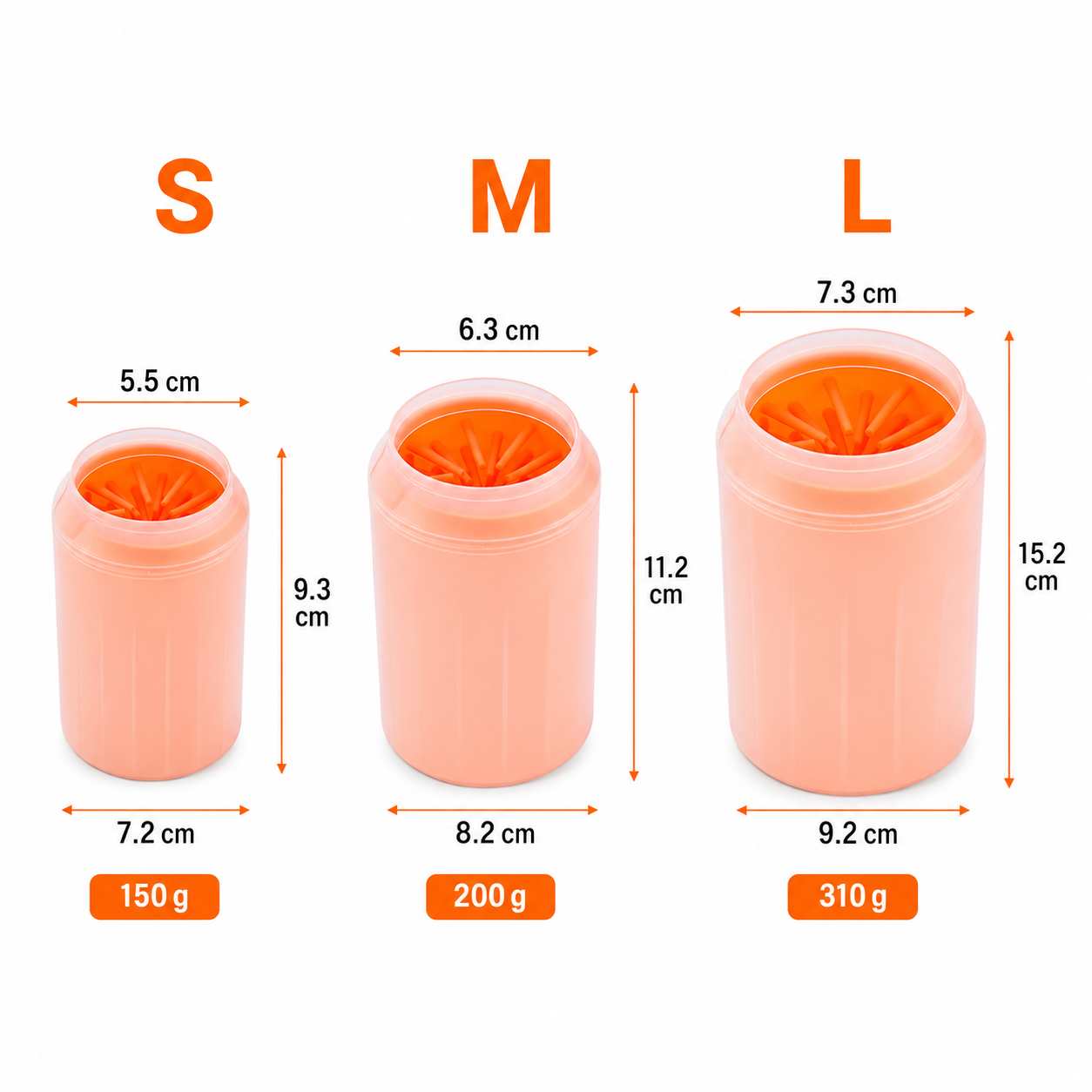 Multi-Function Pet Paw Cleaner Bucket with Soft Silicone Interior and Towel - Orange