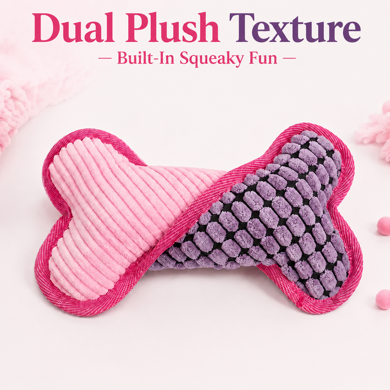 Plush Bone Squeaky Dog Toy Interactive Chew Toy for Small Medium and Large Dogs