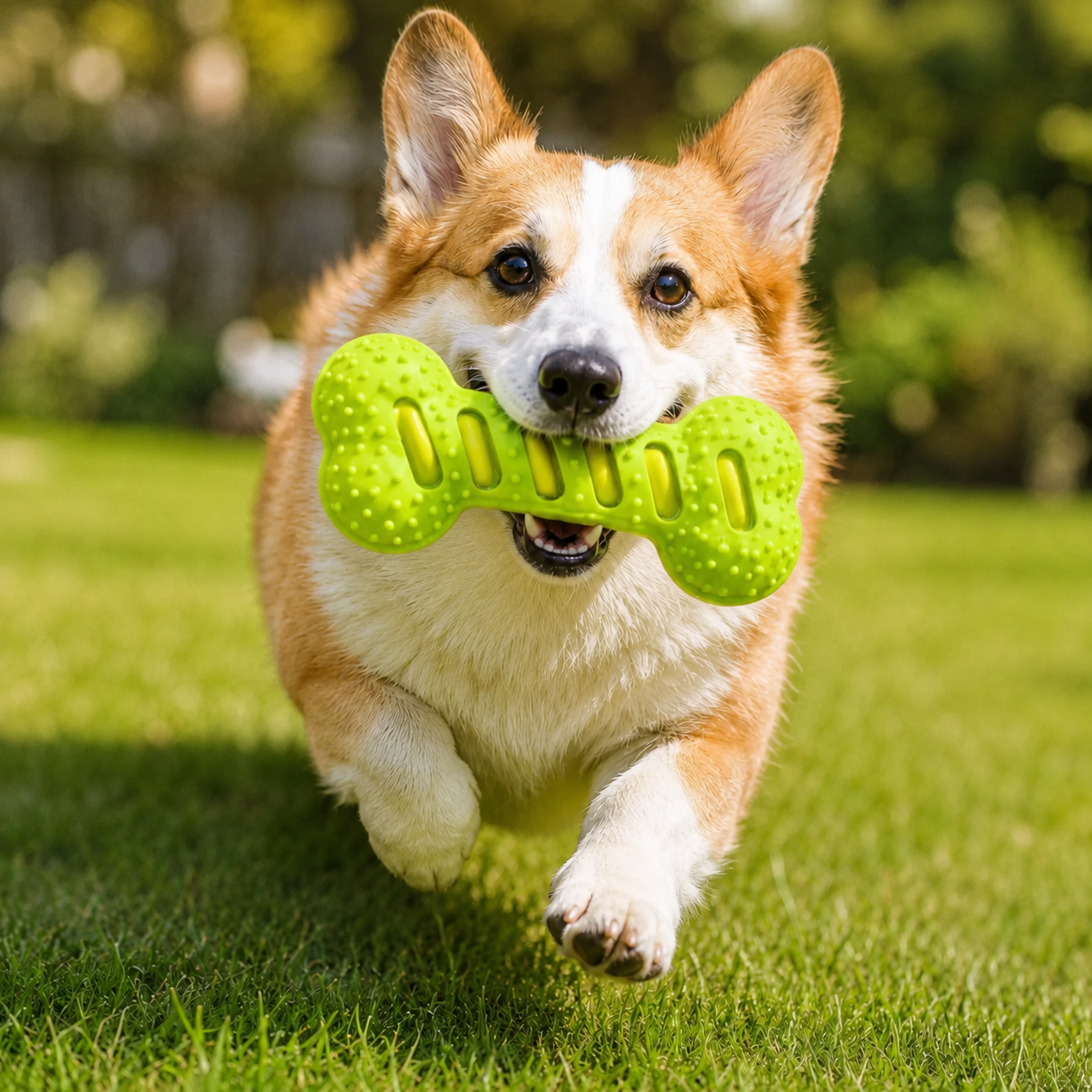 Rubber Dog Chew Toy Squeaky Bone Interactive Play Toy for Puppies and Dogs