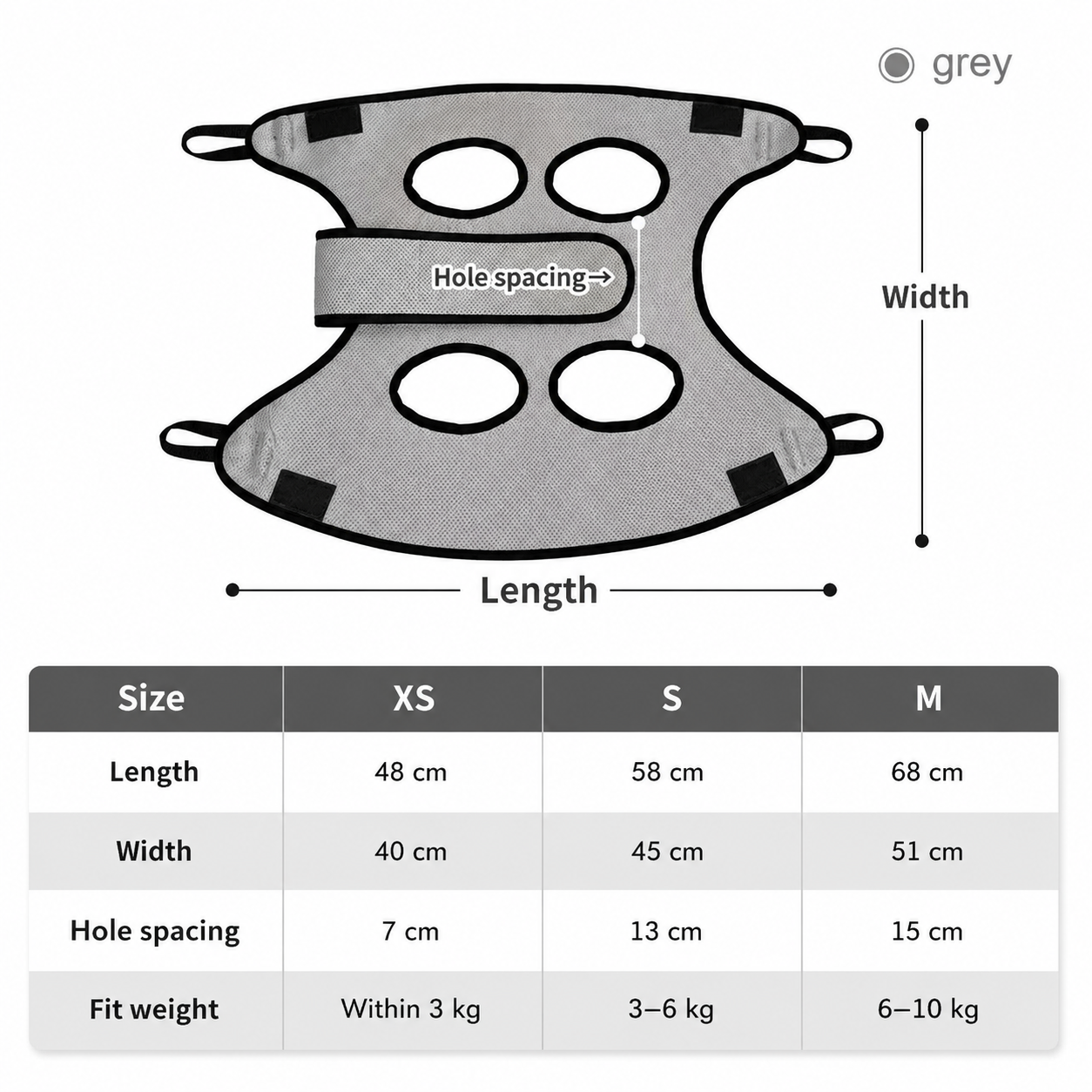 Adjustable Pet Grooming Hammock for Cats and Small Dogs - Grey