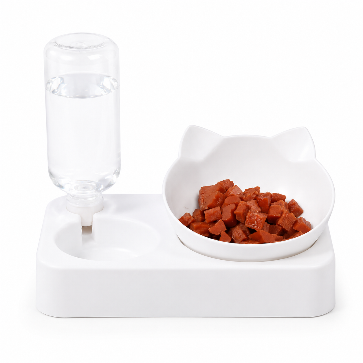 Raised Pet Feeding Station with 15 Degrees Tilt for Cats and Small Pets