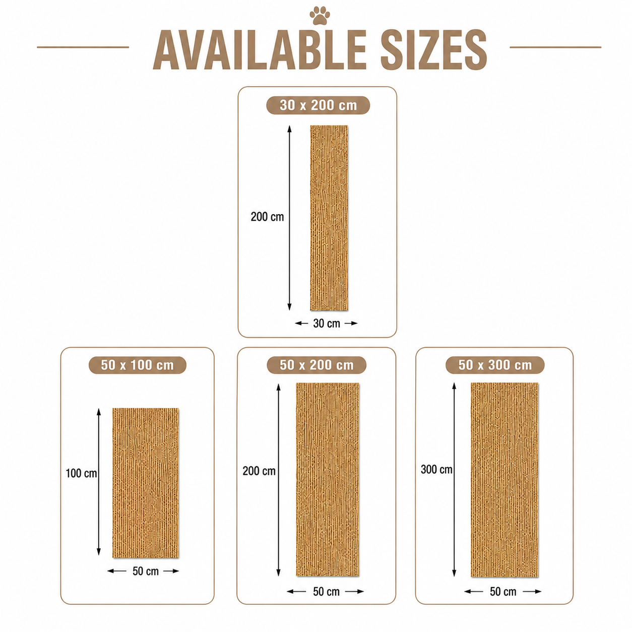 Self Adhesive Cat Scratching Mat Trimmable Carpet Protector for Pets - Khaki
