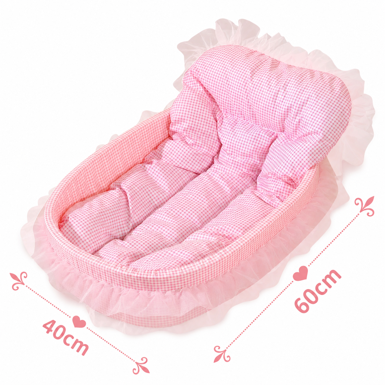 Plush Round Pet Bed Sofa Cushion for Cats and Small Dogs Indoor - Pink