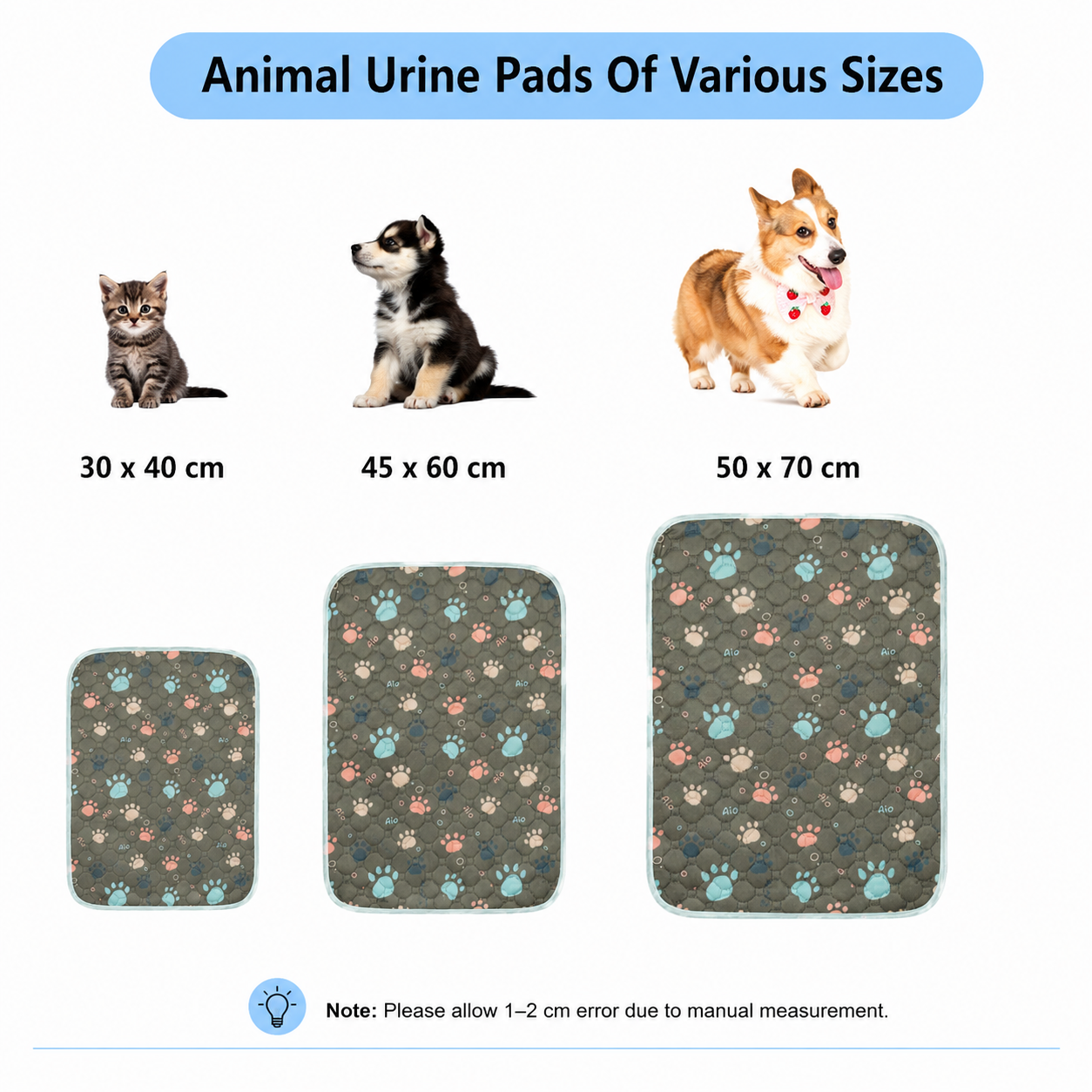 Reusable Washable Dog Training Pad Absorbent Non Slip Pet Pee Mat for Dogs and Puppies