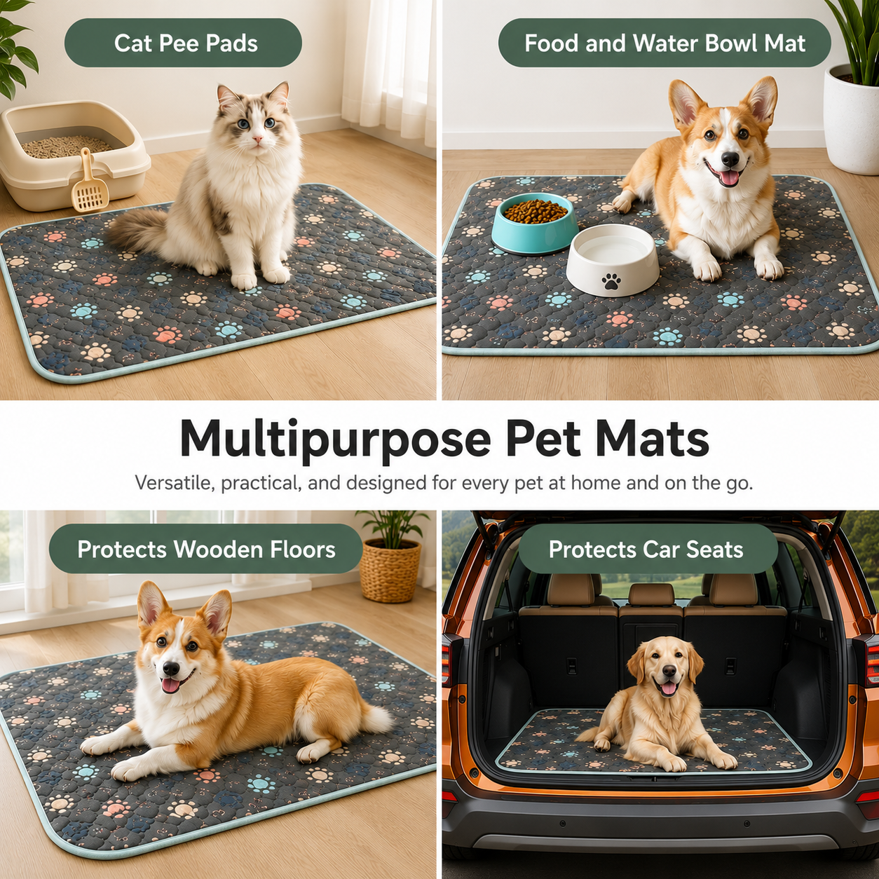 Reusable Washable Dog Training Pad Absorbent Non Slip Pet Pee Mat for Dogs and Puppies