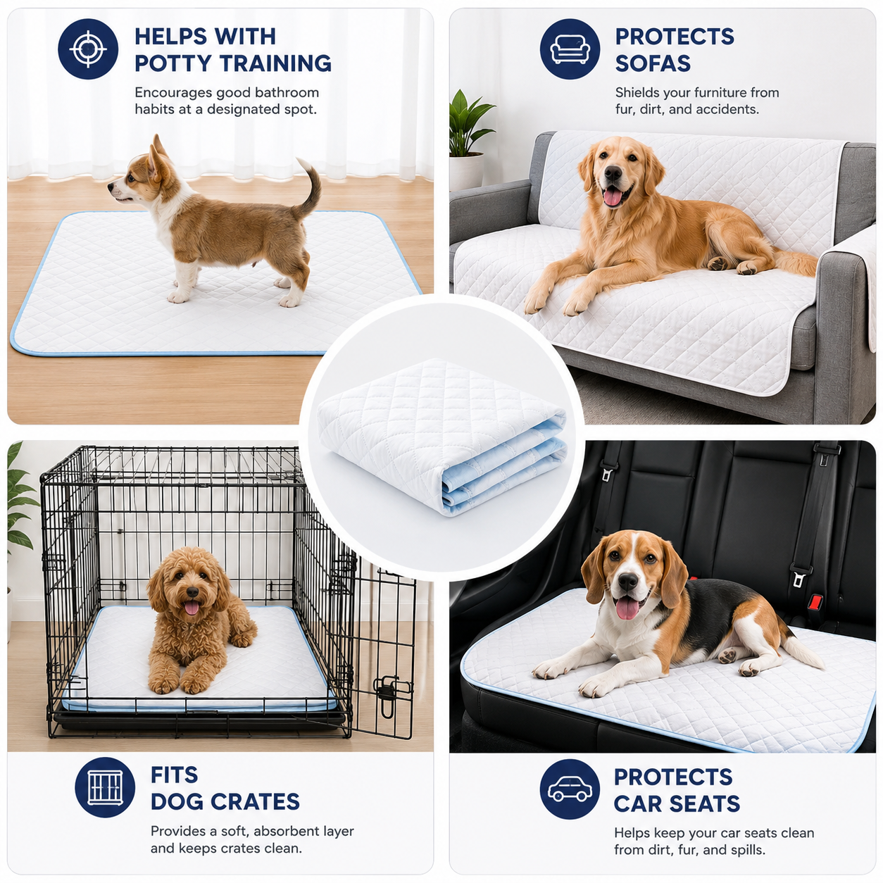 Absorbent Pet Diaper Mat Washable Reusable Dog Training Pad with Waterproof Design