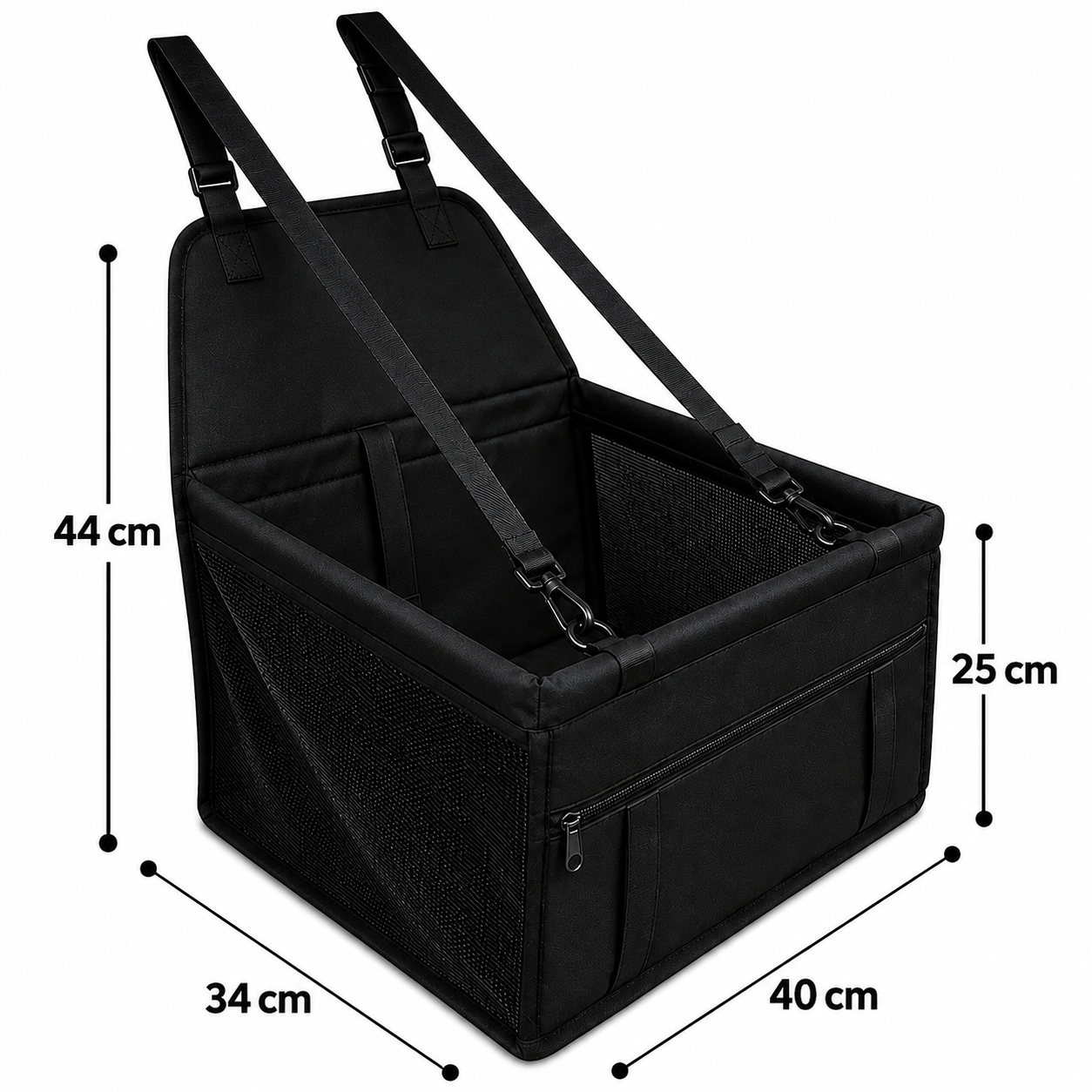 Portable Dog and Cat Car Seat Basket Design - Black