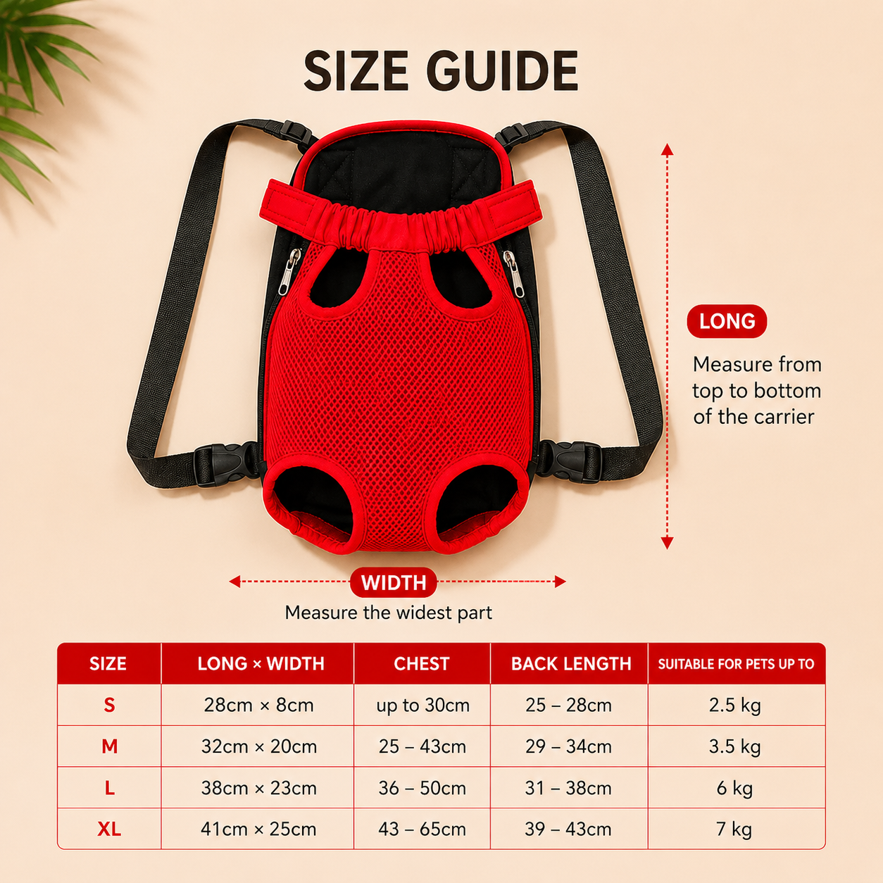 Portable Pet Backpack Carrier for Cats and Small Dogs - Red