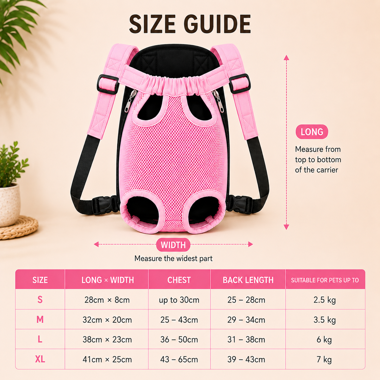 Portable Outdoor Pet Backpack Carrier for Cats and Small Dogs - Pink