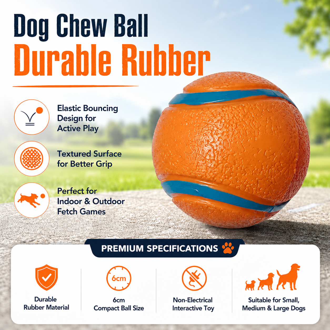 Dog Chew Ball Durable Rubber