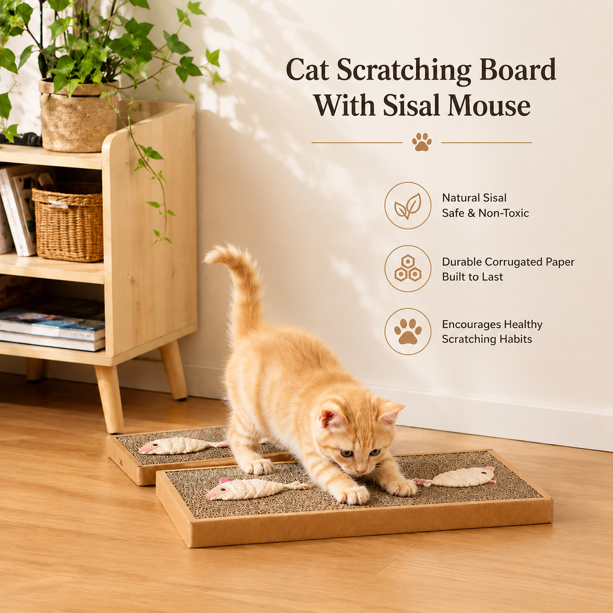Cat Scratching Board with Sisal Mouse Indoor Cat Toy