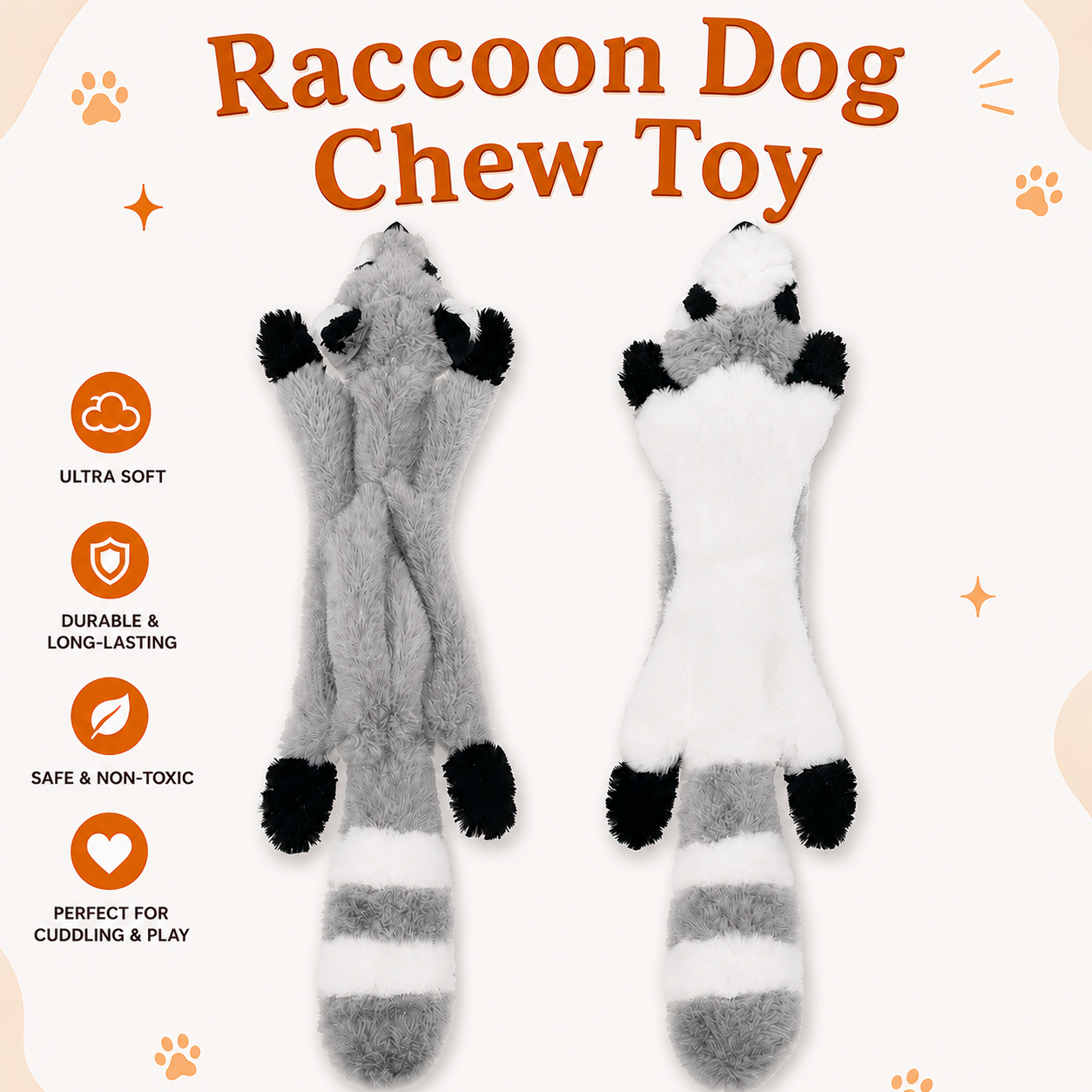 Raccoon Dog Chew Toy No Stuffing 45cm