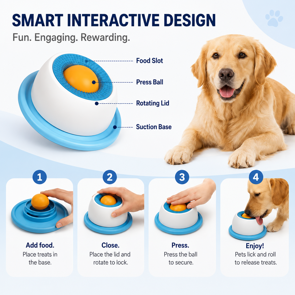 Interactive Pet Slow Feeder Lick Bowl Treat Dispenser for Dogs and Cats