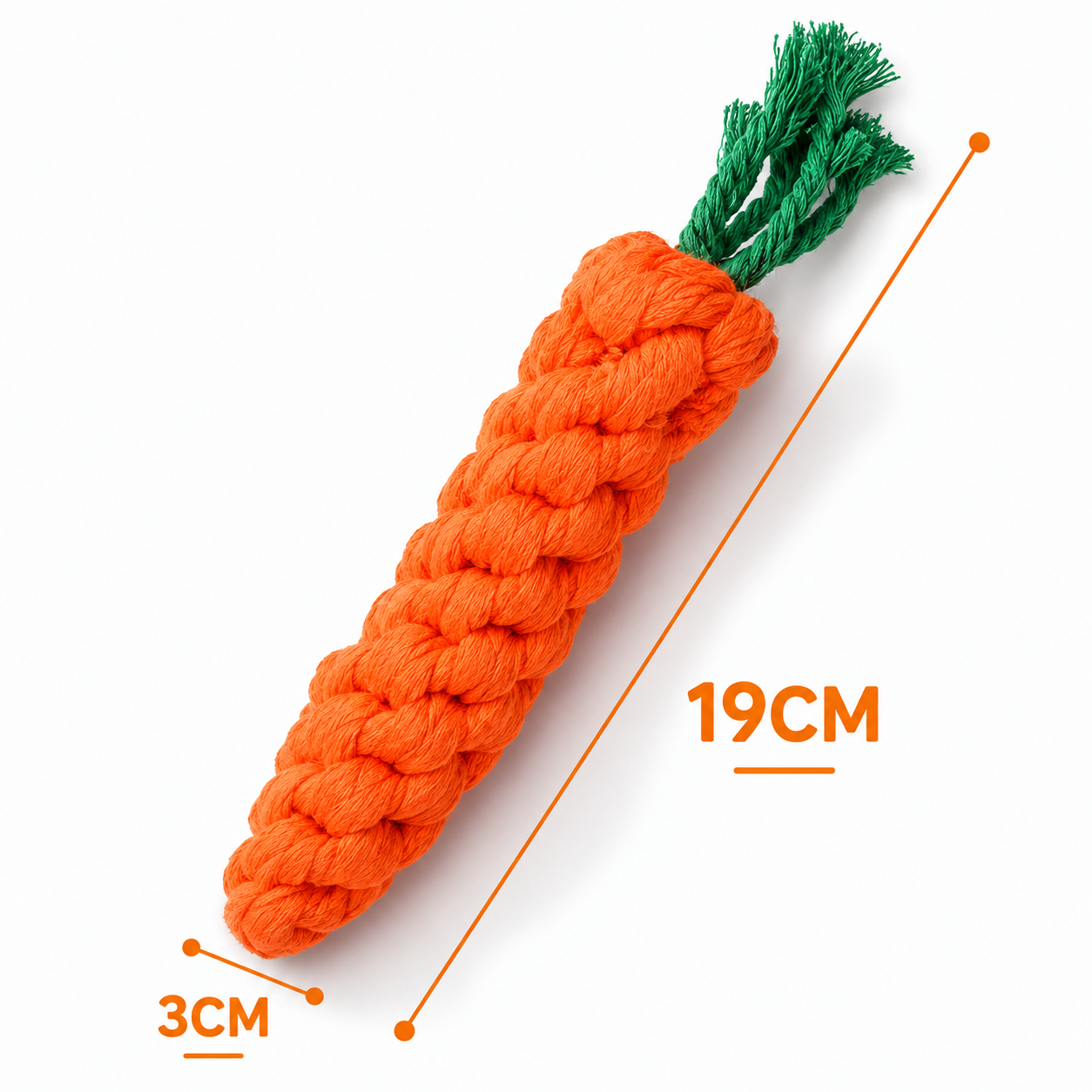Carrot Cotton Rope Dog Chew Toy for Puppies and Small Dogs