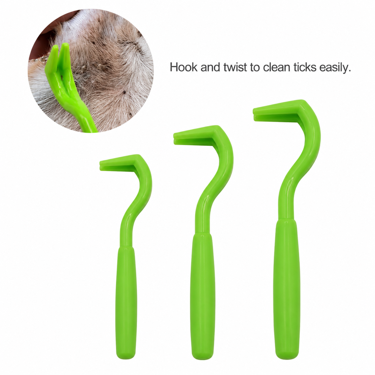 3 PCS Flea Removal Tool for Dogs and Cats - Green