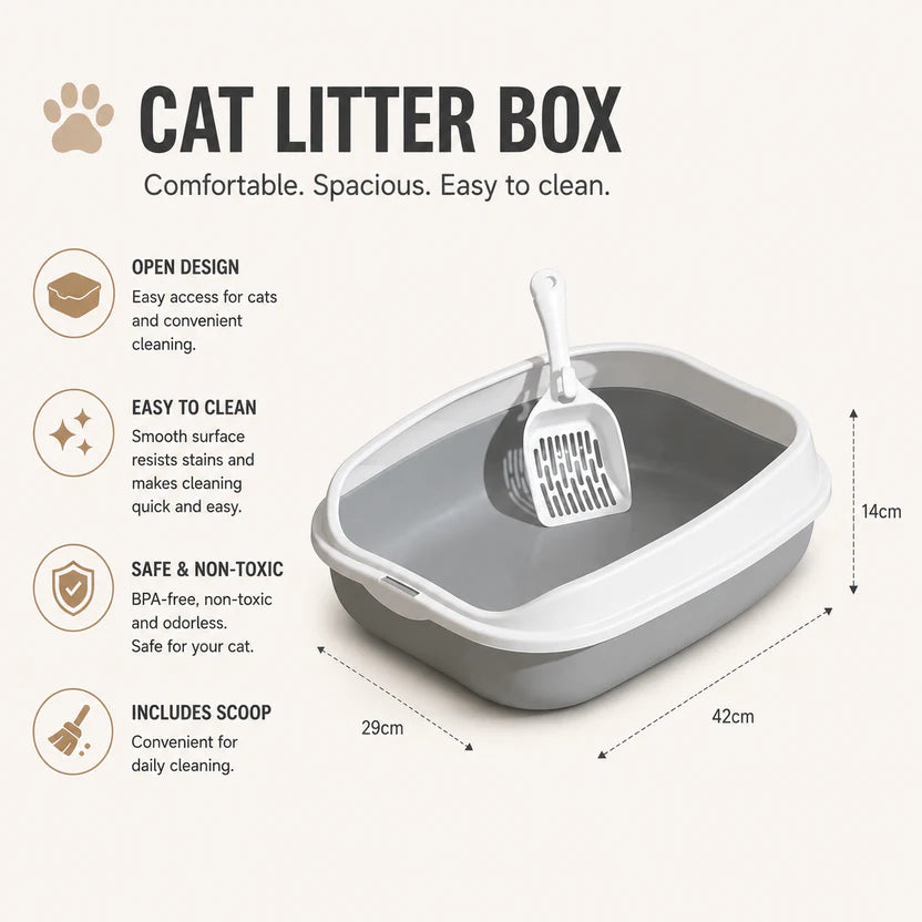Semi-Enclosed Cat Litter Box Large Spatter Resistant Pet Toilet with Pedal Design