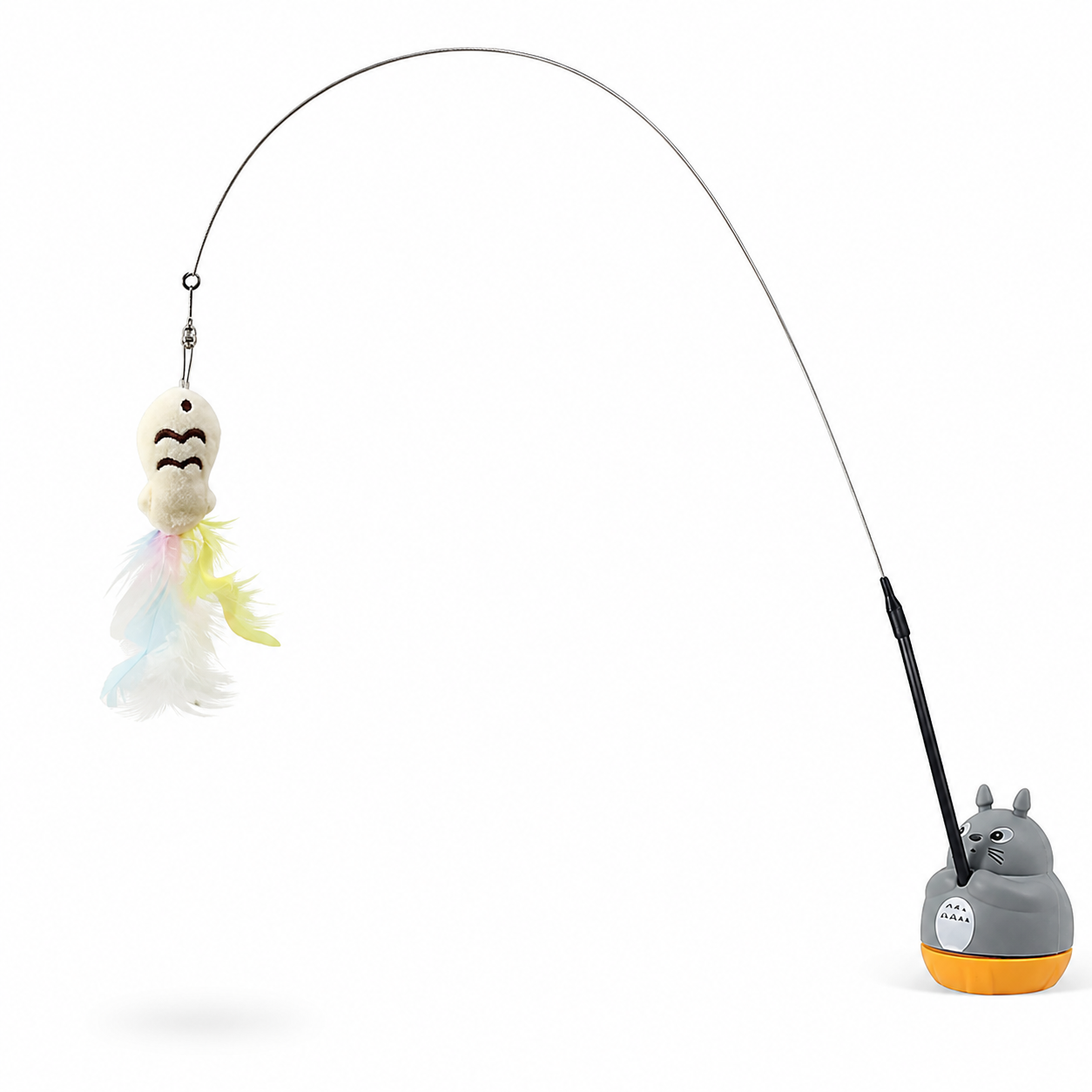 Cat Feather Teaser Toy with Flexible Steel Wire and Suction Cup Holder