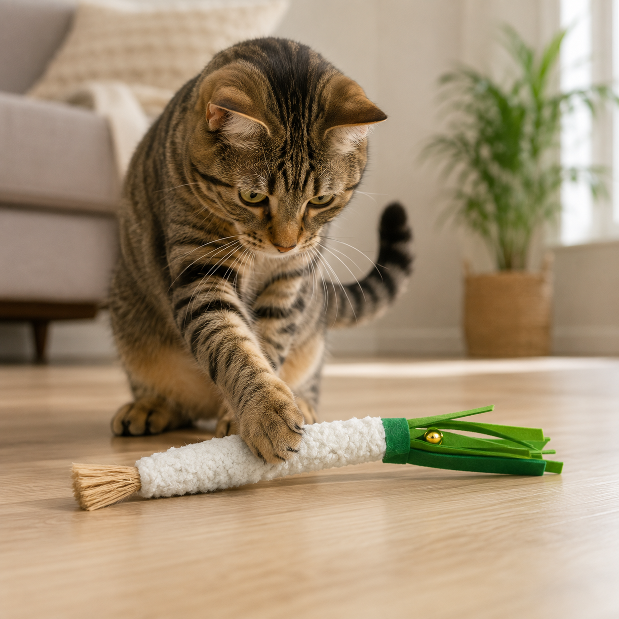 Soft Catnip Cat Toy with Built-In Bell for Playtime and Indoor Enrichment