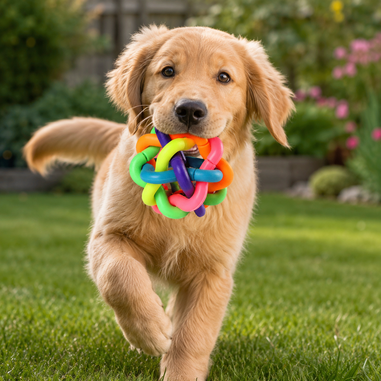 Colourful Dog Ball Toy with Bell for Interactive Fetch and Everyday Play