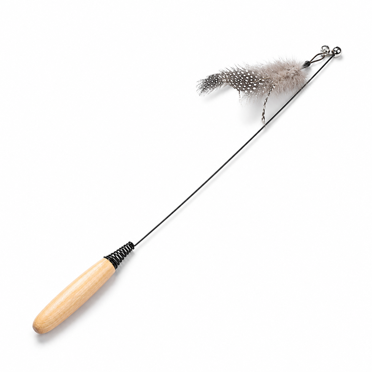 Interactive Cat Wand Toy with Feather, Spring and Bell for Kitten Play
