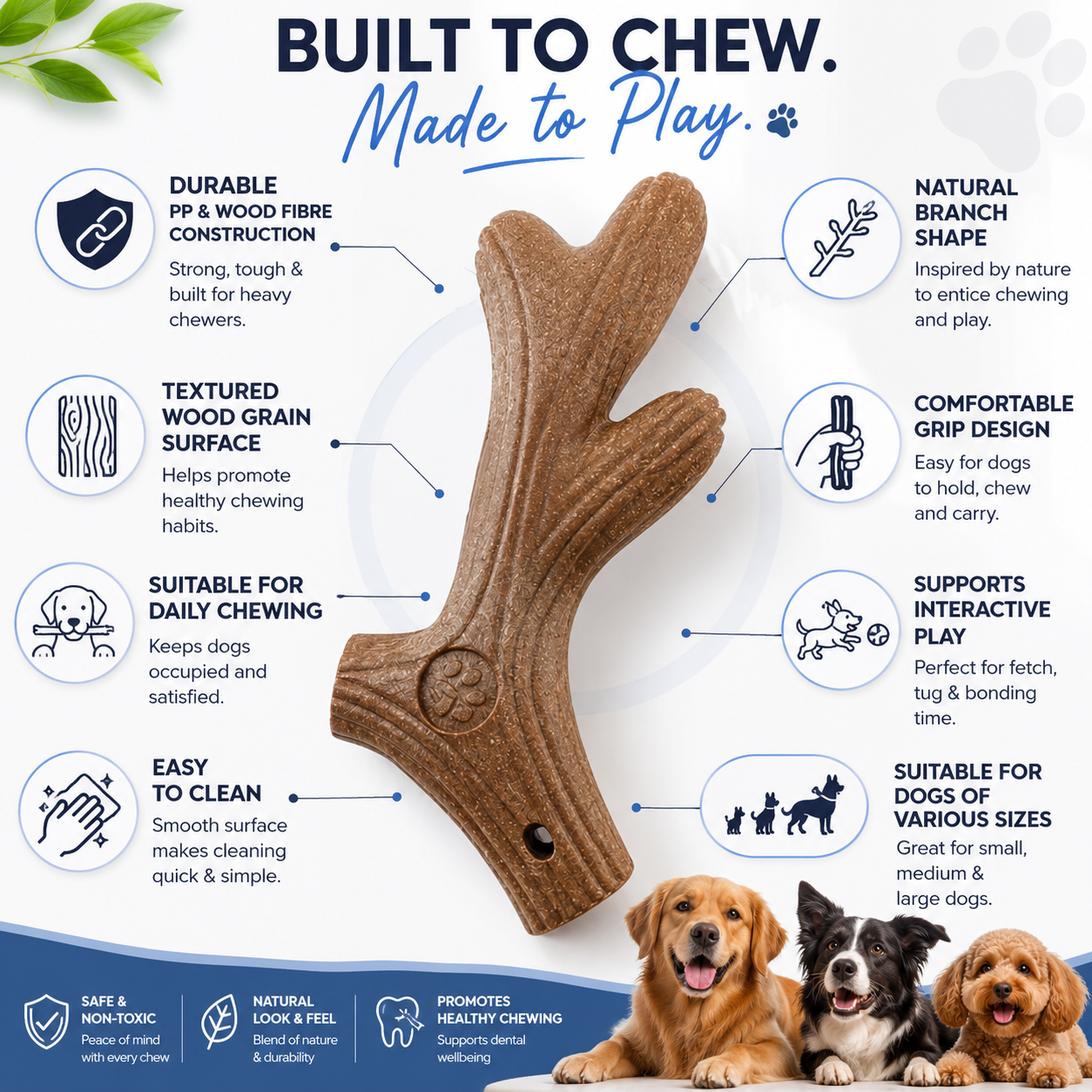 Heavy Duty Dog Chew Toy Bone for Interactive Play and Daily Chewing