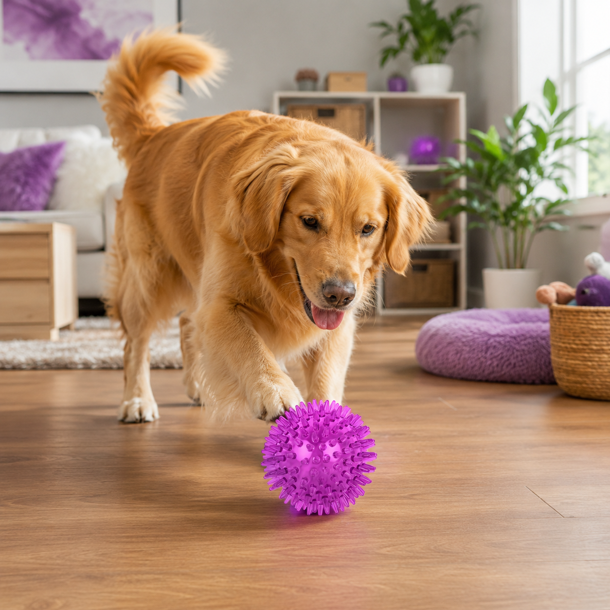 Multi-Size Interactive Pet Ball Toy for Dogs Chew Fetch and Play - Purple