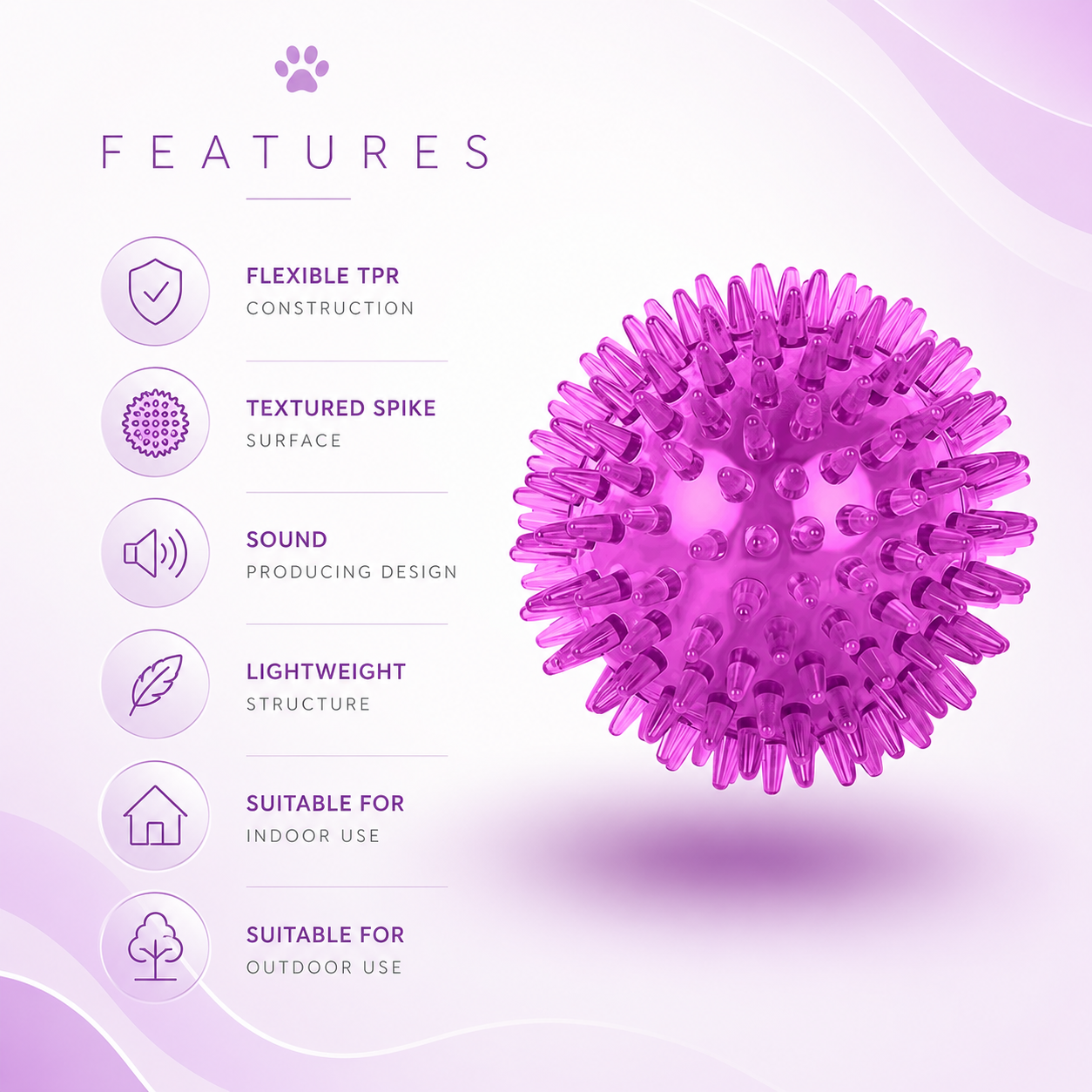Multi-Size Interactive Pet Ball Toy for Dogs Chew Fetch and Play - Purple