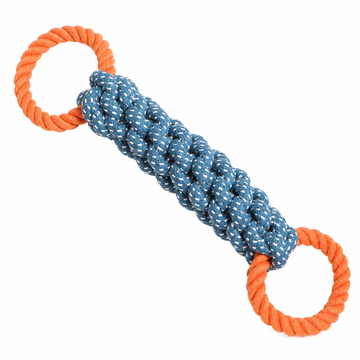 Heavy Duty Double Ring Rope Dog Toy Bite Resistant Tug and Chew Toy for Dogs - Blue