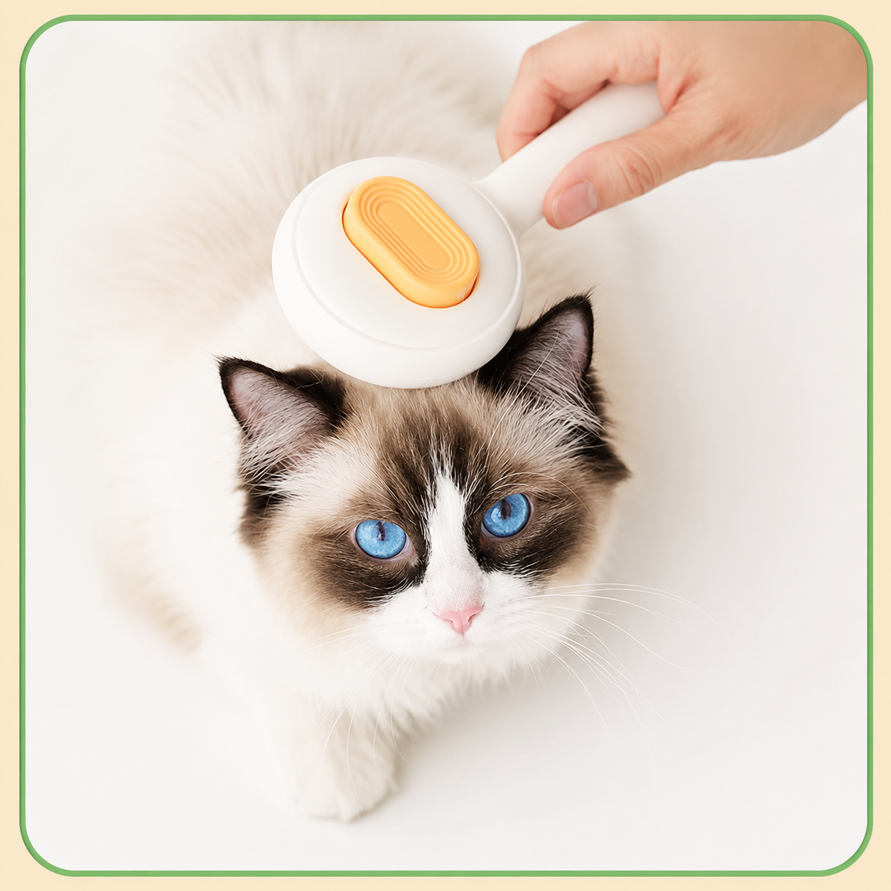 Adjustable Self-Cleaning Pet Hair Remover Brush for Cats and Small Dogs - Orange