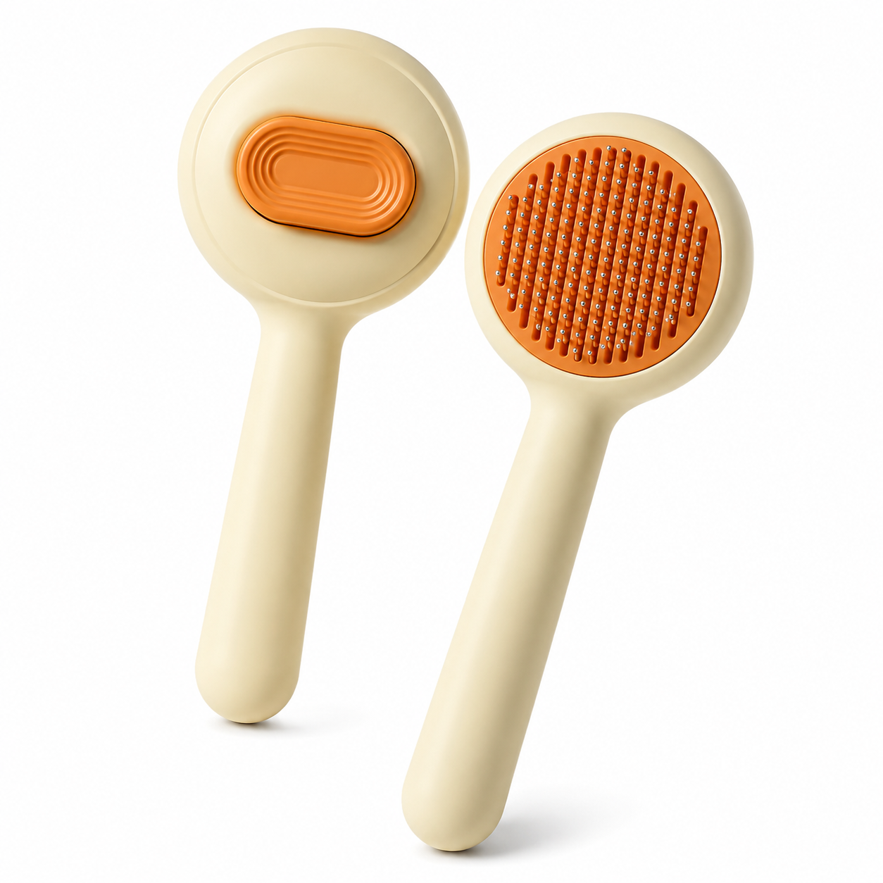 Adjustable Self-Cleaning Pet Hair Remover Brush for Cats and Small Dogs - Orange