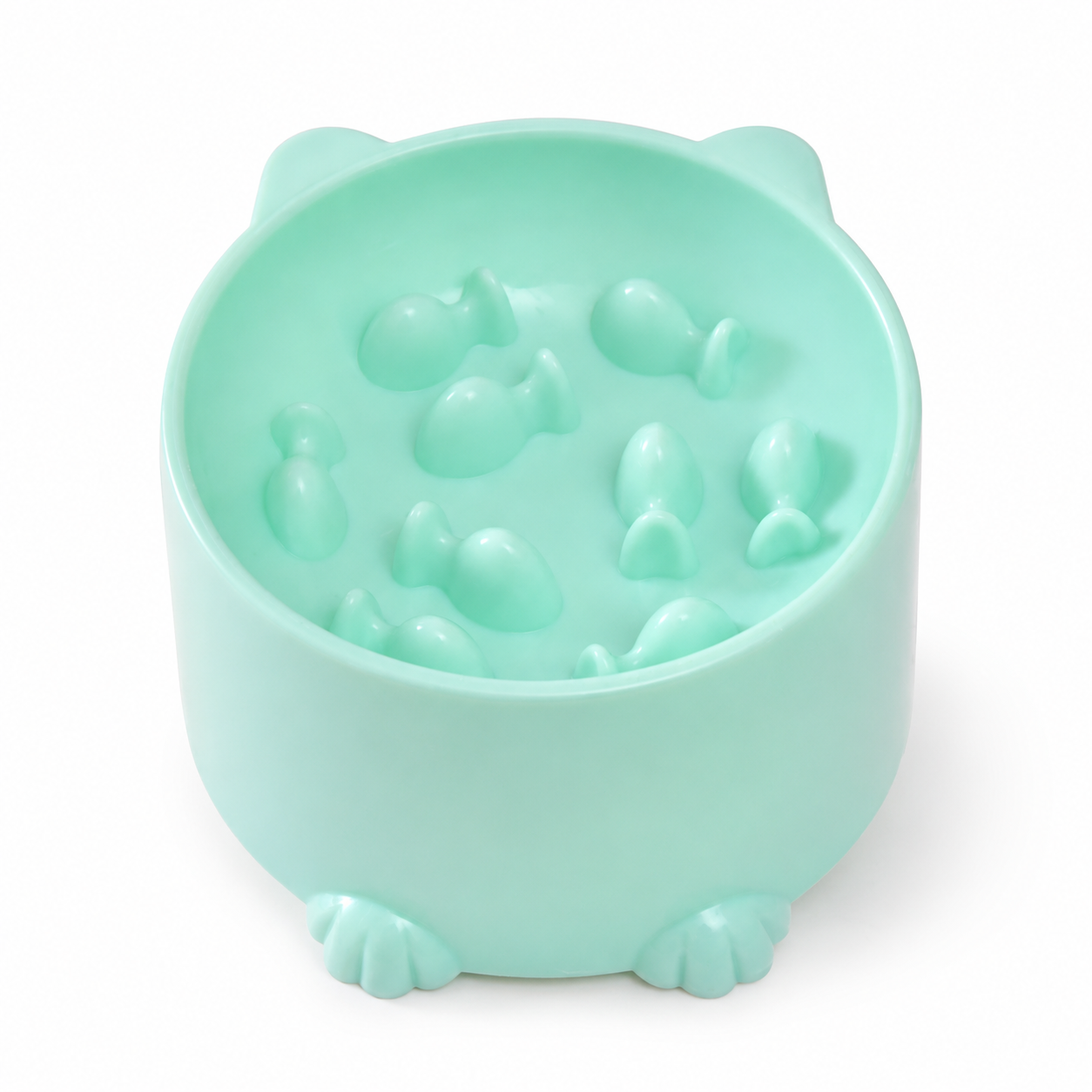 Raised Slow Feed Bowl for Cats and Small Dogs - Green