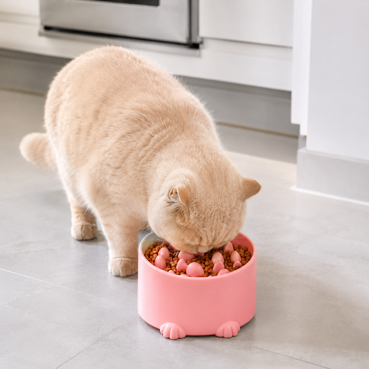 Elevated Slow Feed Bowl for Cats and Small Pets - Pink