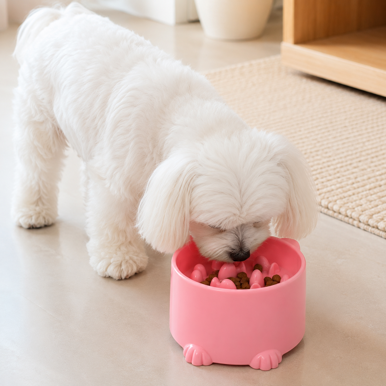 Elevated Slow Feed Bowl for Cats and Small Pets - Pink