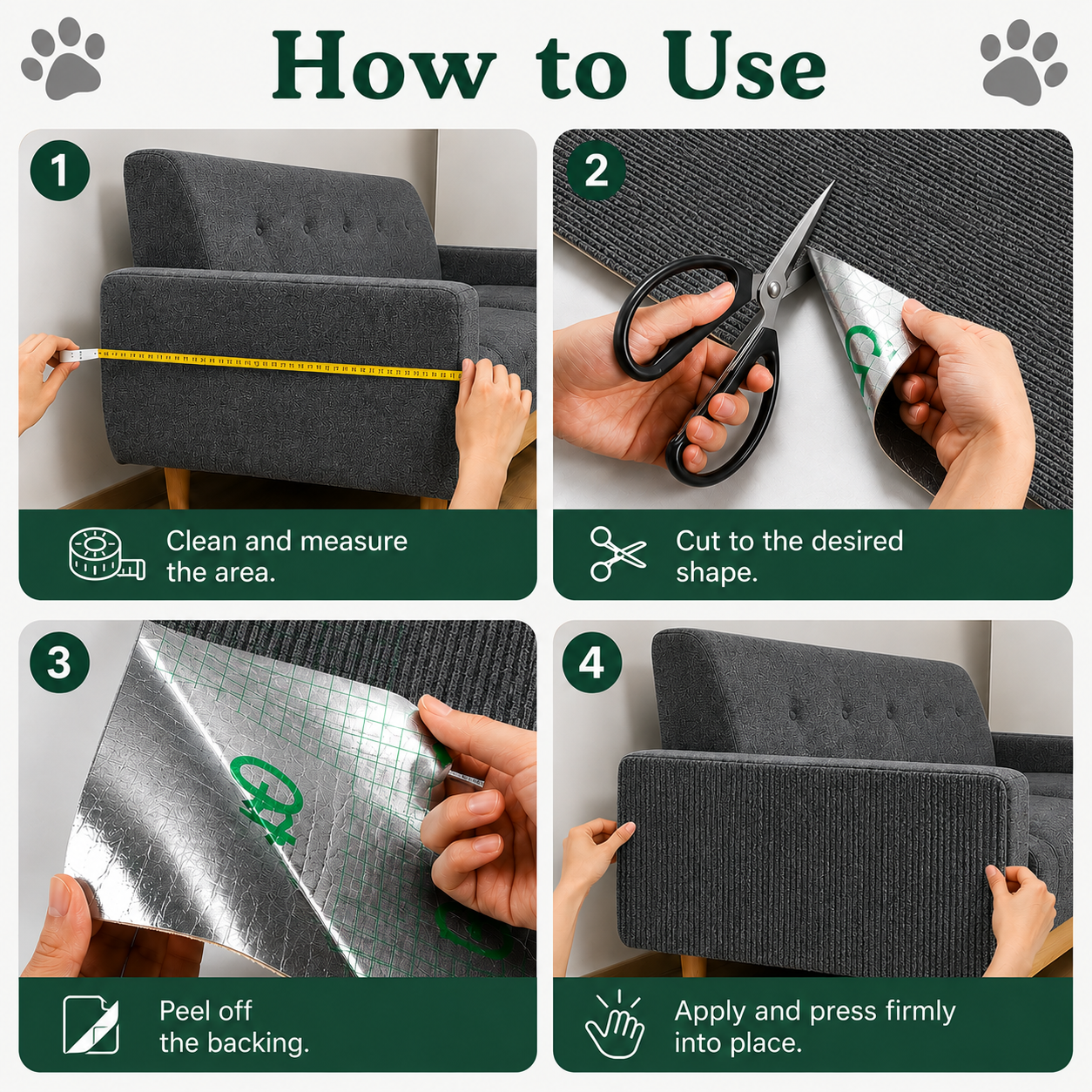 Cat Scratching Mat Self Adhesive Carpet Protector for Sofa Walls - Dark Grey