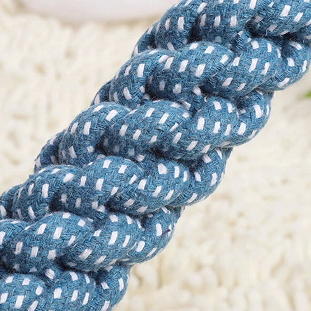 Heavy Duty Double Ring Rope Dog Toy Bite Resistant Tug and Chew Toy for Dogs - Blue