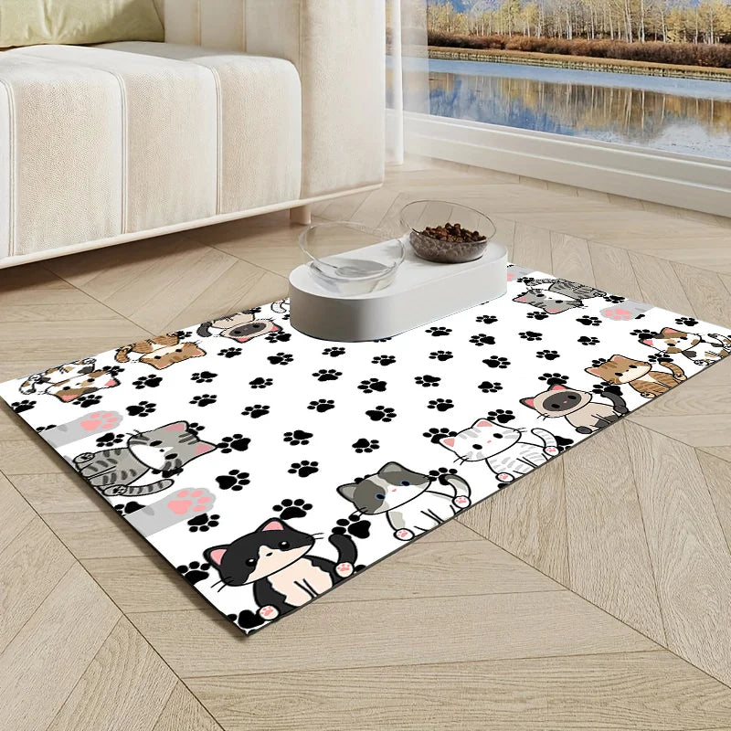 Water Absorbent Pet Mat Diatomite Non Slip Cat Litter and Food Mat