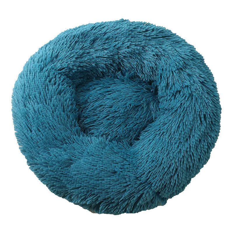 Round Plush Pet Bed Washable Soft Cushion Mat for Dogs and Cats - Teal
